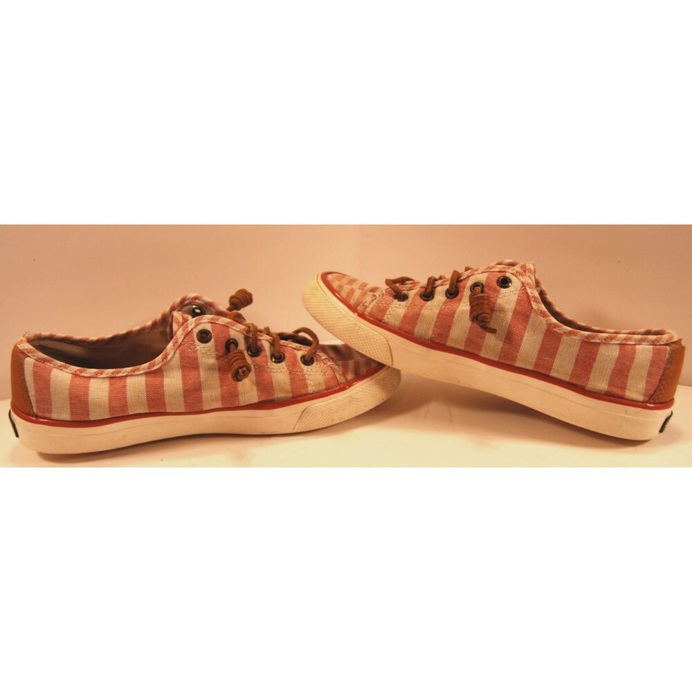 Sperry Sneakers Womens 7M Crest Vibe Red White Striped Textile Laces Slip On